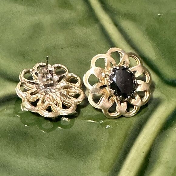 Genuine Iolite Gemstone (tested) Earrings Gold Plated ~ Pierced Earrings - Picture 2 of 4